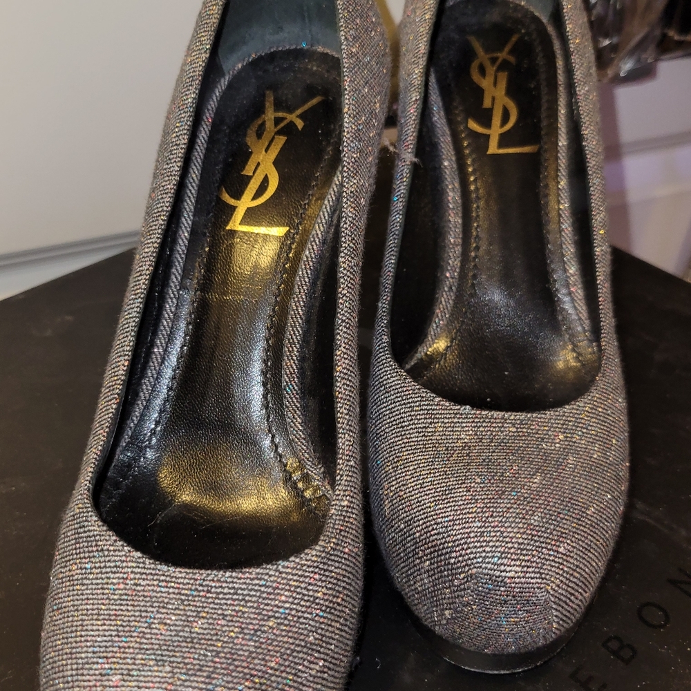 Multicolored YSL high heel pumps